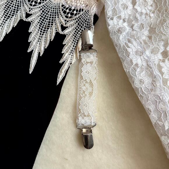 Vintage 90s MiMi Fashion Dress Girls Size 6 Black White Lace Long Sleeve Floral - Picture 4 of 5